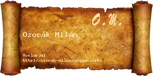 Ozorák Milán névjegykártya